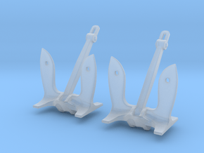 1/240 RV Calypso Danforth anchors Set in Clear Ultra Fine Detail Plastic