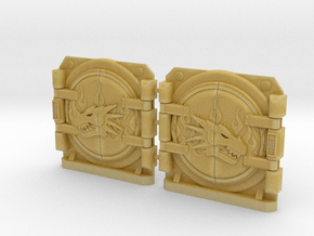 Space Dragons V1 Round Style Lt. Tank Door Kit in Tan Fine Detail Plastic
