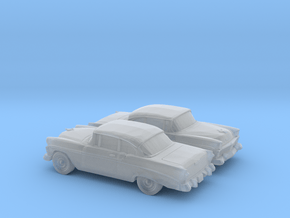 1-160 2X 1956 Chevrolet Bel Air Coupe in Clear Ultra Fine Detail Plastic