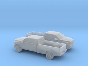 1/120 2X 2013 Dodge Ram Crew Long Bed in Clear Ultra Fine Detail Plastic