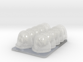 Celestial Lions V2 Crusade Style Shoulderpads in Clear Ultra Fine Detail Plastic