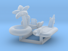Pool Floats (3 types) N-Scale 1:160 in Clear Ultra Fine Detail Plastic