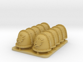 Space Dragons V2 Crusade Shoulder Pads in Tan Fine Detail Plastic