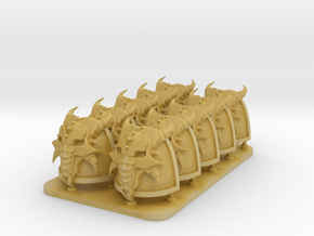 Space Dragons V7 Dragon Skull Shoulder Pads in Tan Fine Detail Plastic