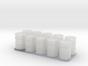 10 x 28mm 50 Gallon Drums in Clear Ultra Fine Detail Plastic
