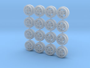 1/64 scale Ford RS 200 wheels 8mm Dia - 4 sets in Clear Ultra Fine Detail Plastic
