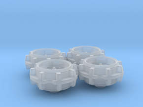 Bassett 5 Hole Diecast Wheel Set in Clear Ultra Fine Detail Plastic