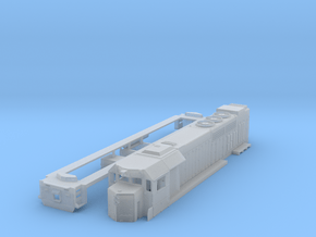 GP40tc locomotive in 1:160 scale in Clear Ultra Fine Detail Plastic