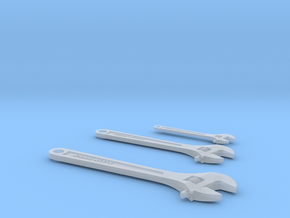 1:6 scale Crescent wrench 3 pack in Clear Ultra Fine Detail Plastic