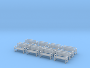 Bench type B - H0 ( 1:87 scale )16 Pcs set  in Clear Ultra Fine Detail Plastic