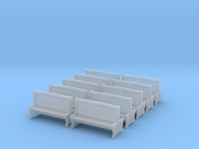 Bench type A - H0 ( 1:87 scale )10 Pcs set  in Clear Ultra Fine Detail Plastic