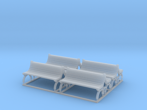 Bench type E (duble) - H0 ( 1:87 scale ) 4 Pcs set in Clear Ultra Fine Detail Plastic