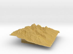 3'' Grand Tetons Terrain Model, Wyoming, USA in Tan Fine Detail Plastic