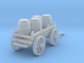 4-wheeled cart with barrrels in Clear Ultra Fine Detail Plastic
