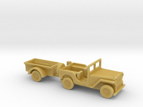 1/110 Scale MB Jeep And Trailer in Tan Fine Detail Plastic