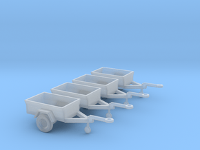 1/100 Scale M416 Jeep Trailers (4) in Clear Ultra Fine Detail Plastic