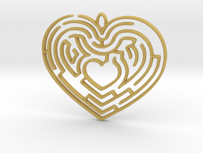 Heart Maze-shaped Pendant 4 in Tan Fine Detail Plastic