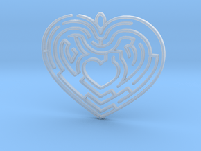 Heart Maze-shaped Pendant 4 in Clear Ultra Fine Detail Plastic
