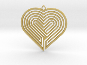 Heart Maze-Shaped Pendant 5 in Tan Fine Detail Plastic