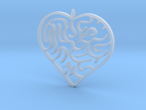 Heart Maze Pendant 3 in Clear Ultra Fine Detail Plastic