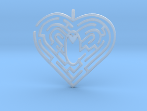 Heart Maze-shape Pendant 1 in Clear Ultra Fine Detail Plastic