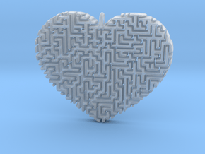 Heart Maze-Shaped Pendant 2 in Clear Ultra Fine Detail Plastic