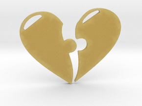 Heart Puzzle Pendant 1 in Tan Fine Detail Plastic