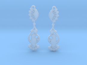 Peacock Earrings in Clear Ultra Fine Detail Plastic