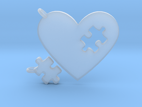 Heart Puzzle Keychains in Clear Ultra Fine Detail Plastic