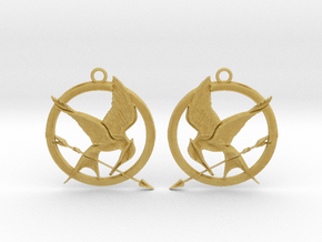 The Hunger Games Logo Earrings in Tan Fine Detail Plastic