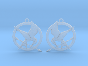 The Hunger Games Logo Earrings in Clear Ultra Fine Detail Plastic