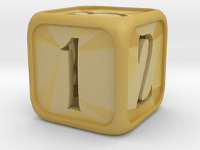 'Simple' balanced D6 die with numbers in Tan Fine Detail Plastic