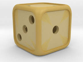 'Simple' D6 balanced Die with dots, 14 mm in Tan Fine Detail Plastic