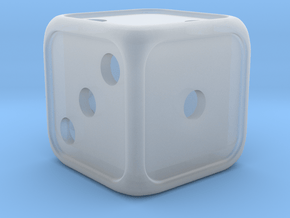 'Simple' D6 balanced Die with dots, 14 mm in Clear Ultra Fine Detail Plastic