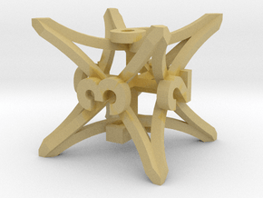 'Radial' D6 balanced gaming die in Tan Fine Detail Plastic