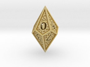 Hedron D10: Closed (Hollow), balanced gaming die in Tan Fine Detail Plastic
