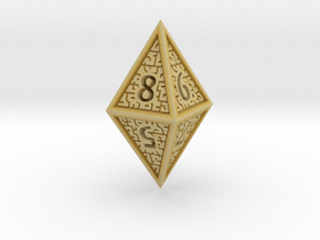 Hedron D8 Closed (Hollow), balanced gaming die in Tan Fine Detail Plastic