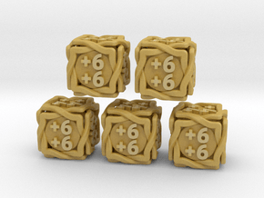 5 × 'Twined' D6 +1/+1 counters (14 mm) SOLID in Tan Fine Detail Plastic