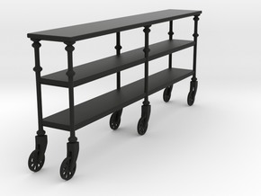 Miniature Industrial Rolling Console Table in Black Smooth Versatile Plastic