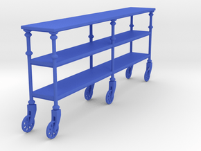 Miniature Industrial Rolling Console Table in Blue Smooth Versatile Plastic