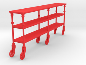 Miniature Industrial Rolling Console Table in Red Smooth Versatile Plastic