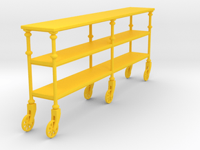 Miniature Industrial Rolling Console Table in Yellow Smooth Versatile Plastic