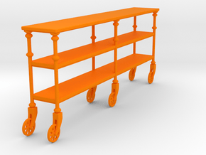 Miniature Industrial Rolling Console Table in Orange Smooth Versatile Plastic