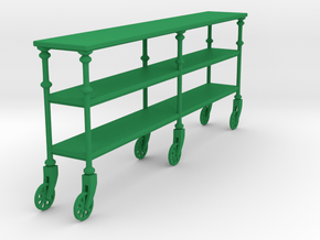 Miniature Industrial Rolling Console Table in Green Smooth Versatile Plastic