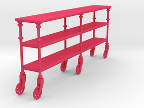 Miniature Industrial Rolling Console Table in Pink Smooth Versatile Plastic