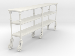 Miniature Industrial Rolling Console Table in White Natural TPE (SLS)