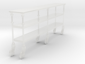 Miniature Industrial Rolling Console Table in Clear Ultra Fine Detail Plastic