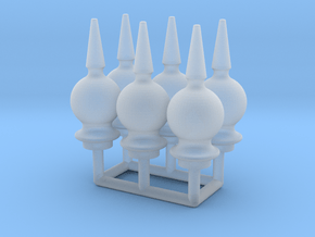 Finial Semaphore Solid Ball Spike 1-19 scale pack  in Clear Ultra Fine Detail Plastic