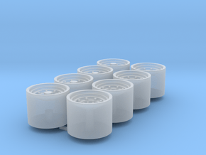 1/64 9r Wheels Duals Packaged Of 8 in Clear Ultra Fine Detail Plastic