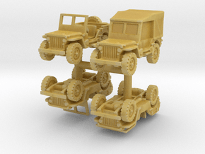 Jeep Willys set (x4) 1/285 in Tan Fine Detail Plastic